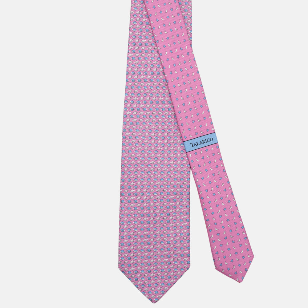 3-Fold Silk Tie, Planets Pattern, Pink - JC062931_3
