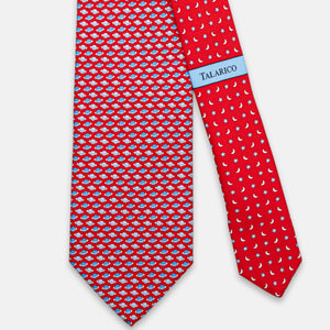 3-Fold Silk Tie, Planet Pattern, Red - JC062931_4