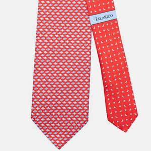 3-Fold Silk Tie, Planet Pattern, Red - JC062931_4