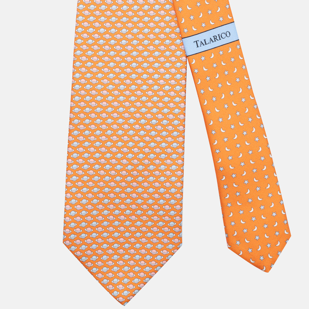 3-Fold Silk Tie, Planet Pattern, Orange - JC062931_5