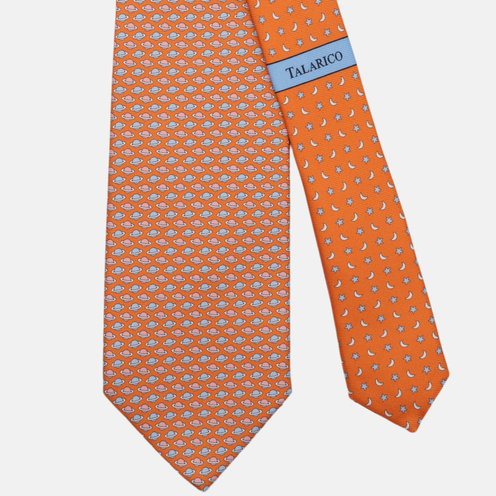 3-Fold Silk Tie, Planet Pattern, Orange - JC062931_5