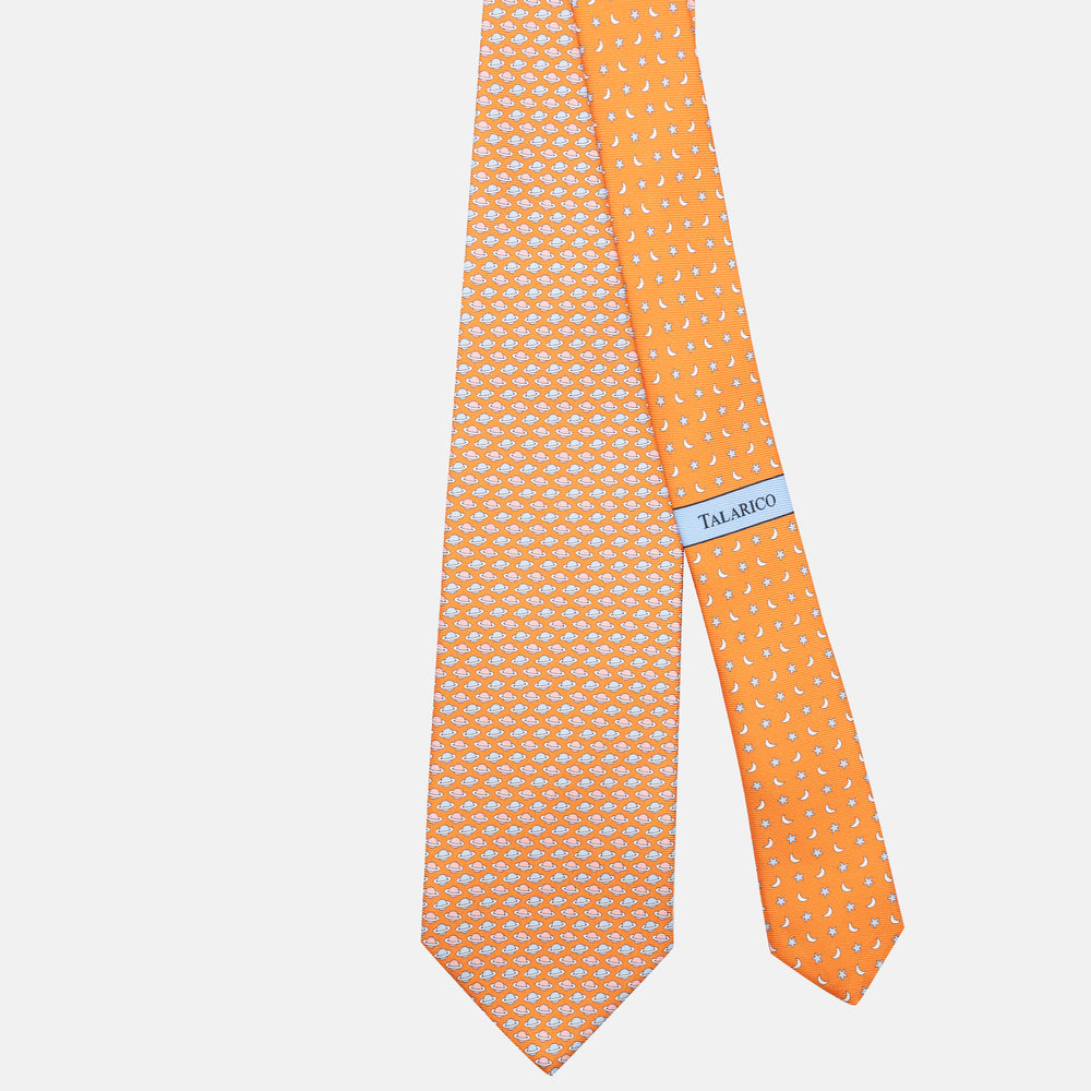 3-Fold Silk Tie, Planet Pattern, Orange - JC062931_5