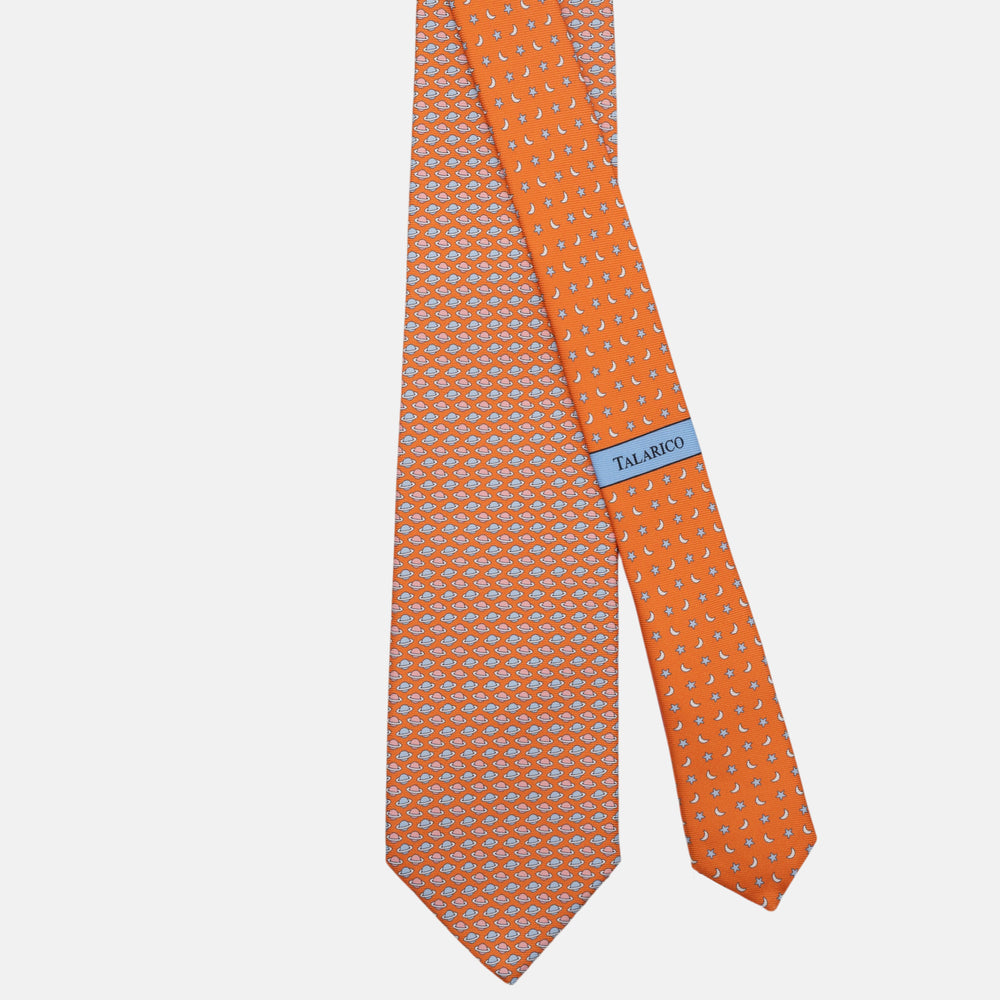 3-Fold Silk Tie, Planet Pattern, Orange - JC062931_5