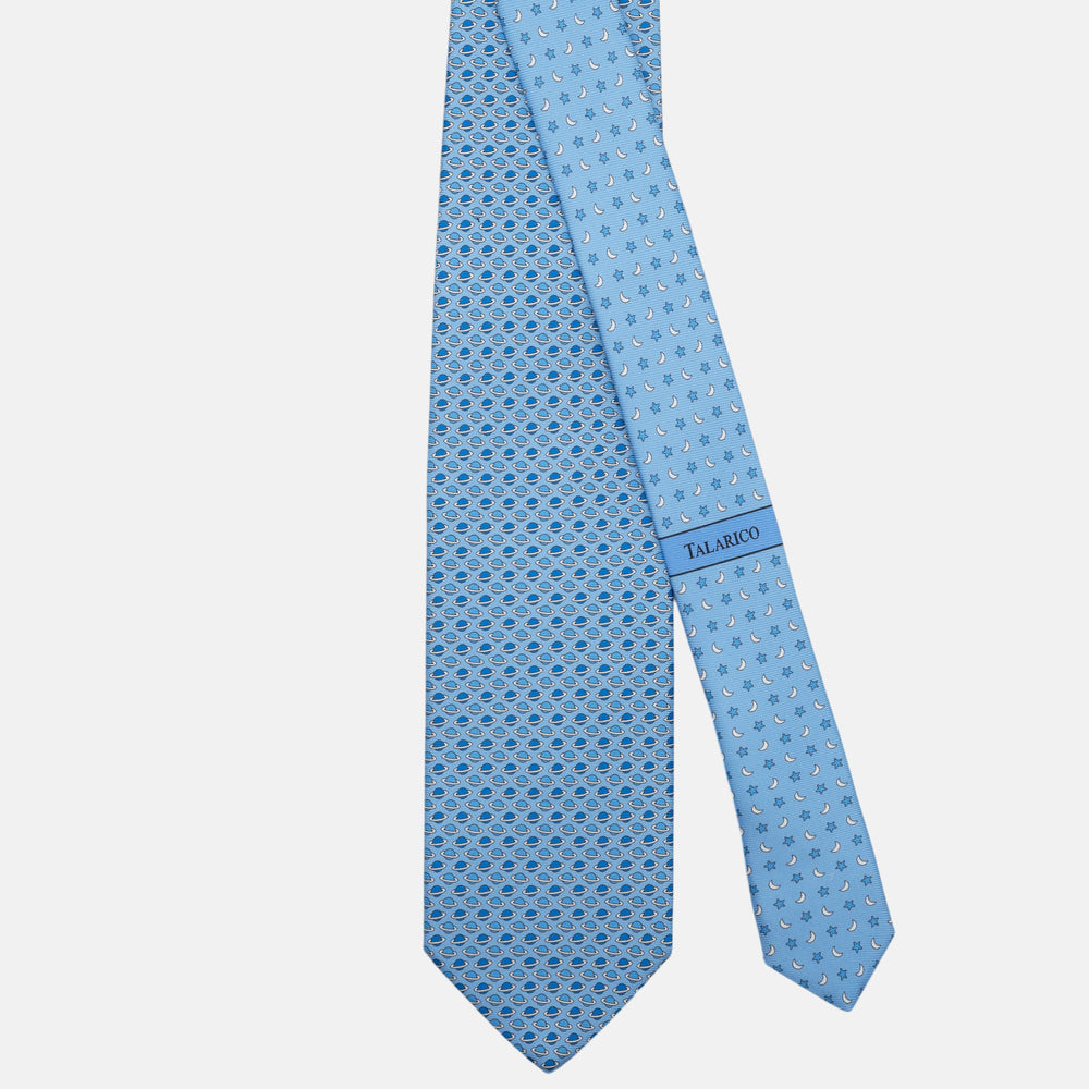 3-Fold Silk Tie, Planets Pattern, Light Blue - JC062931_7