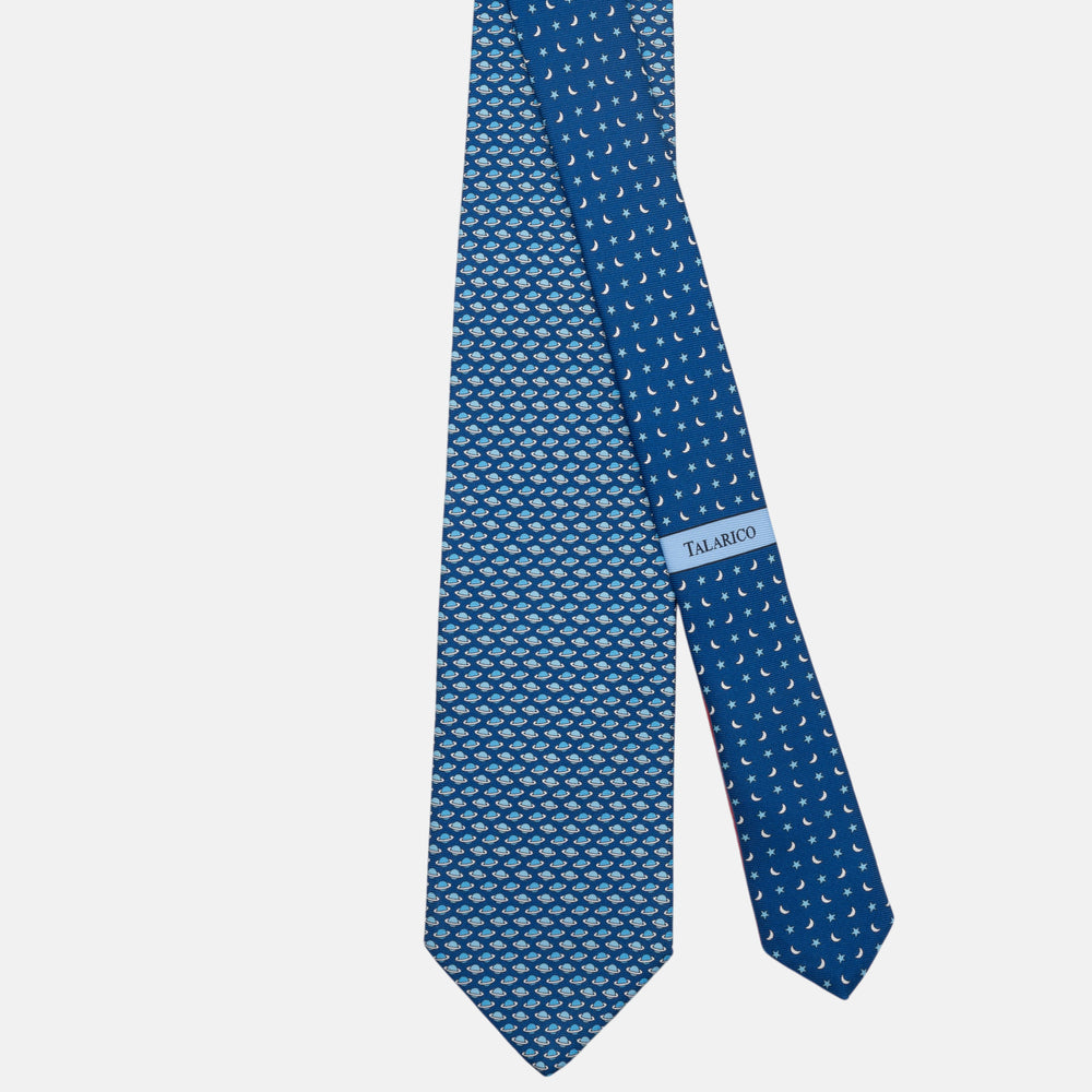 3-Fold Silk Tie, Planets Pattern, Light Blue - JC062931_8