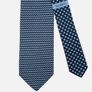 3-Fold Silk Tie, Umbrella Pattern, Blue - JC063909_1