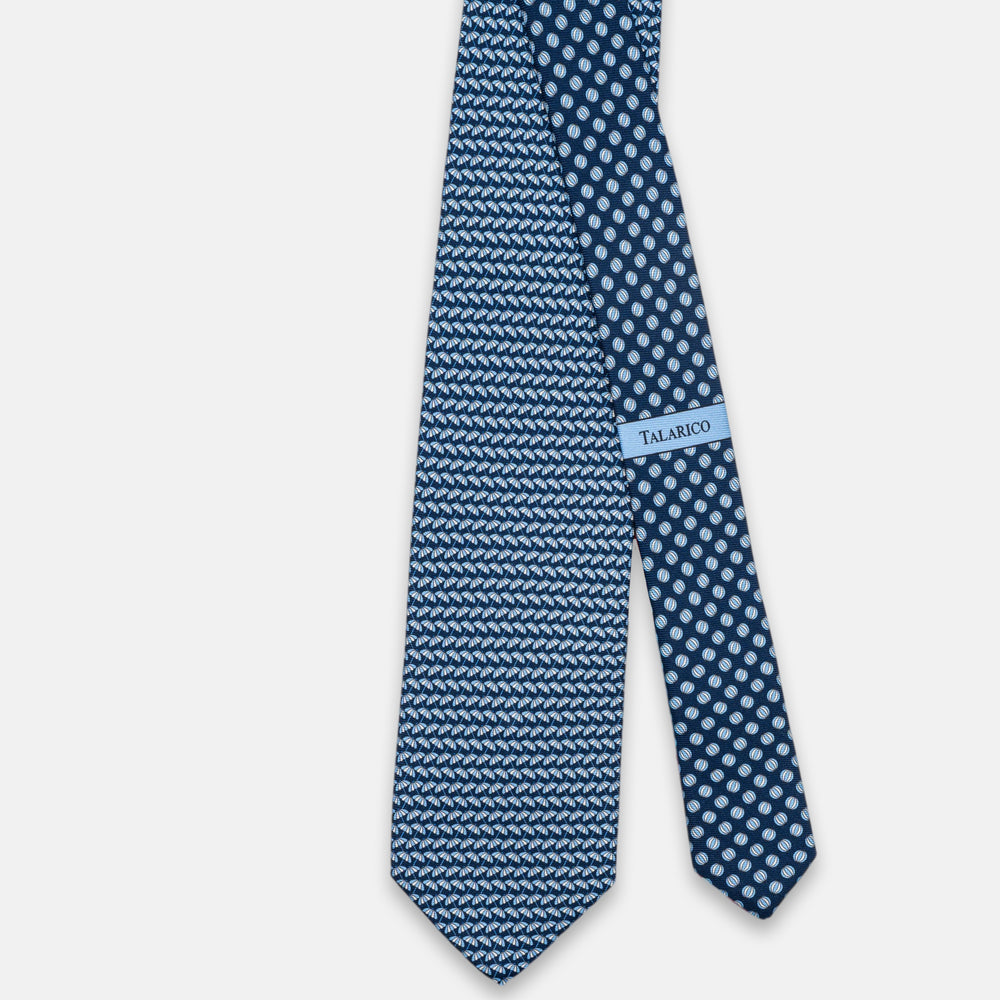 3-Fold Silk Tie, Umbrellas Pattern, Sky Blue - JC063909_1