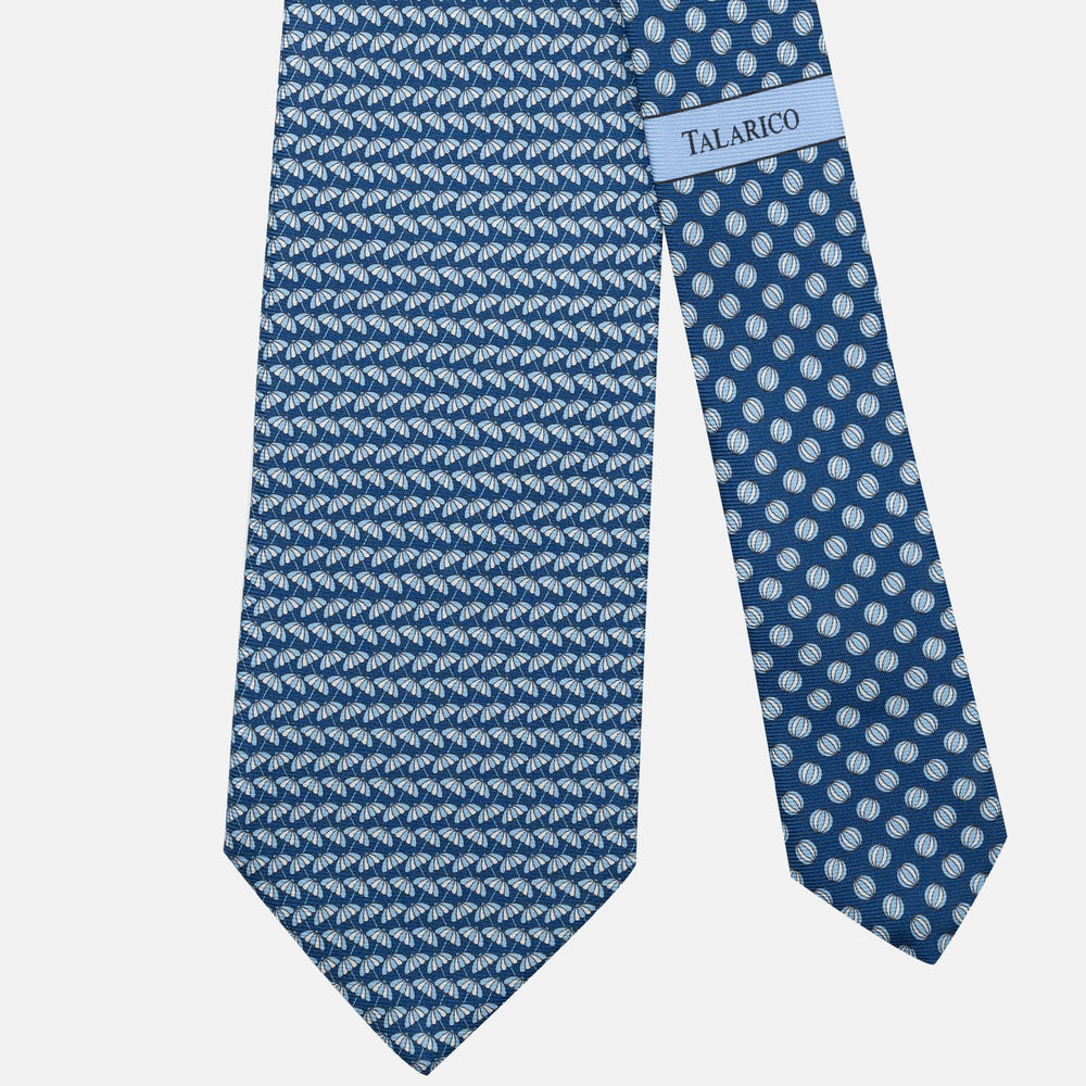 3-Fold Silk Tie, Umbrella Pattern, Light Blue - JC063909_2