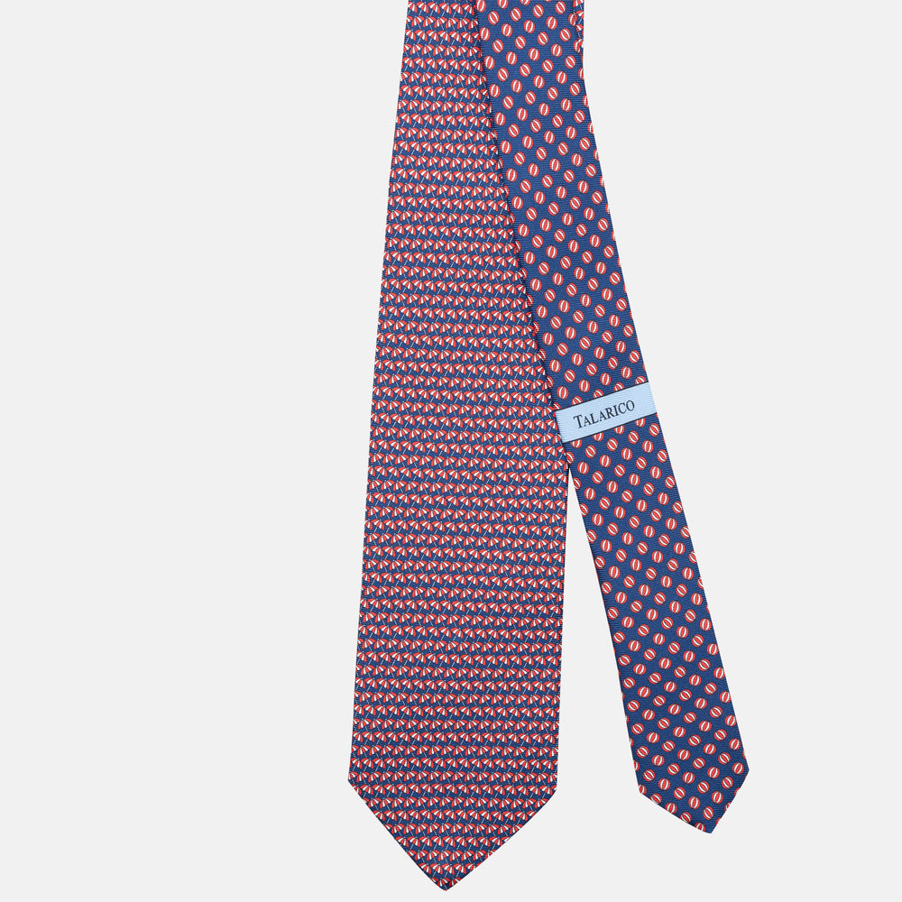 3-Fold Silk Tie, Umbrella Pattern, Blue and Red - JC063909_3
