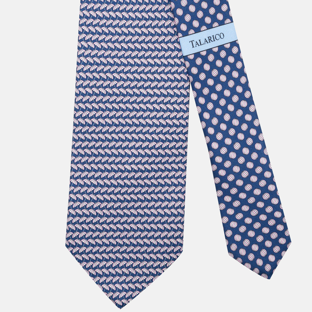 3-Fold Silk Tie, Umbrella Pattern, Blue Pink - JC063909_4