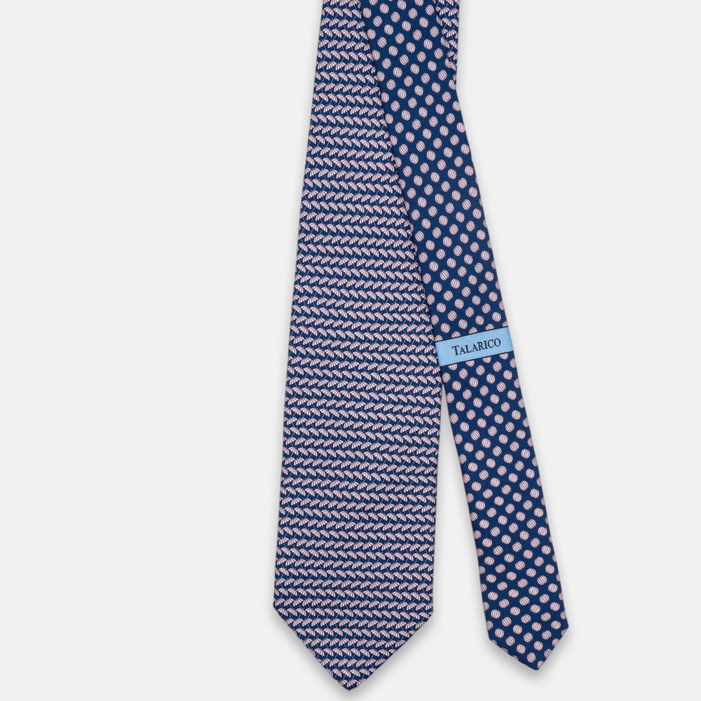3-Fold Silk Tie, Umbrella Pattern, Blue Pink - JC063909_4