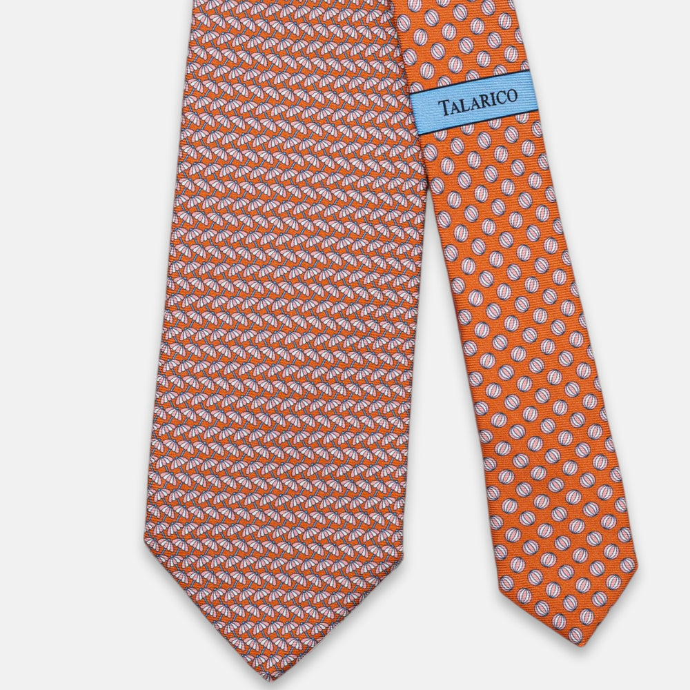 3-Fold Silk Tie, Umbrella Pattern, Orange - JC063909_7