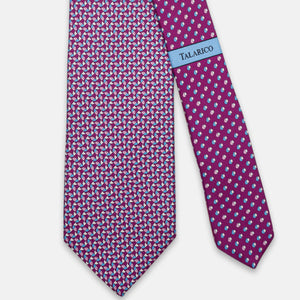 3-Fold Silk Tie, Fish Pattern, Magenta - JC064220_1