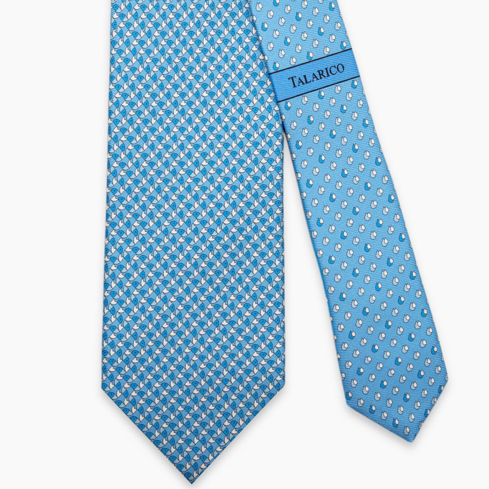 3-Fold Silk Tie, Small Fish Pattern, Light Blue - JC064220_5