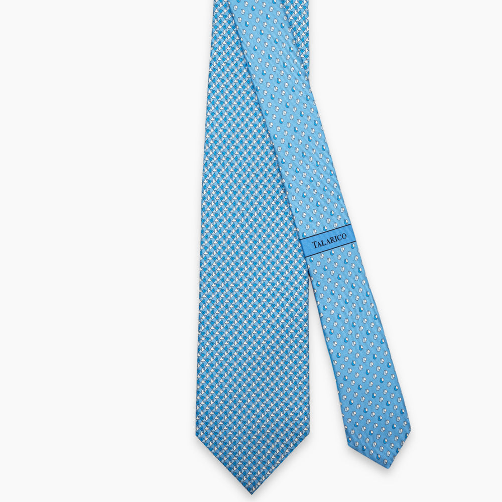 3-Fold Silk Tie, Small Fish Pattern, Light Blue - JC064220_5