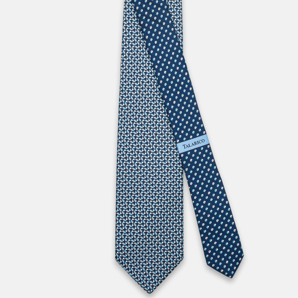 3-Fold Silk Tie, Fish Pattern, Blue Grey - JC064220_6