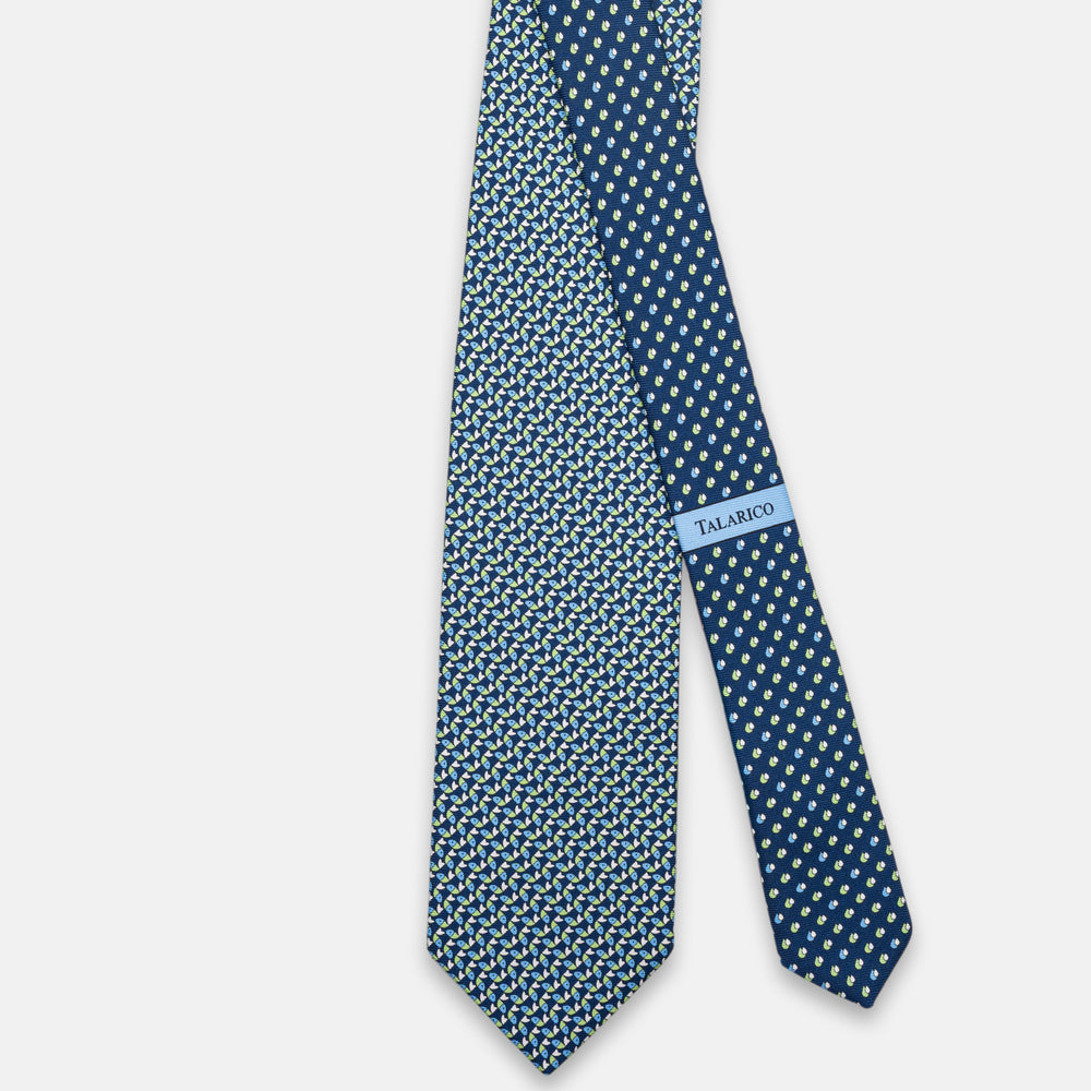 3-Fold Silk Tie, Fish Pattern, Blue Green - JC064220_7