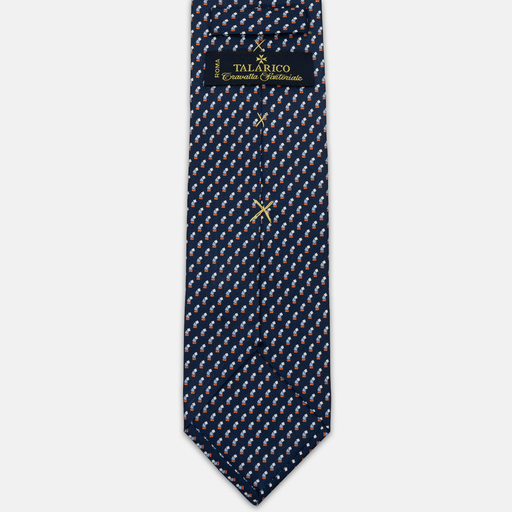 3-FOLD SILK TIE, MICRO-PATTERN, BLUE ORANGE - JC064415_2 T