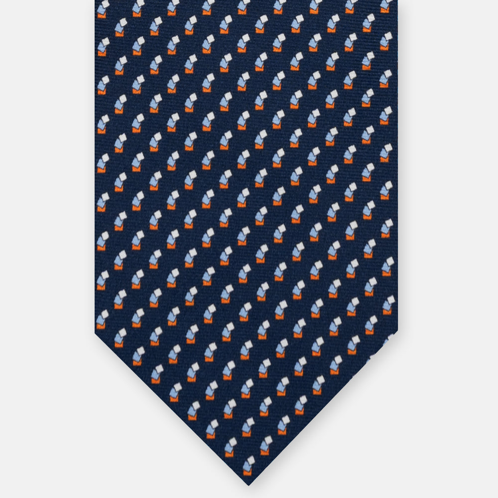 3-FOLD SILK TIE, MICRO-PATTERN, BLUE ORANGE - JC064415_2 T