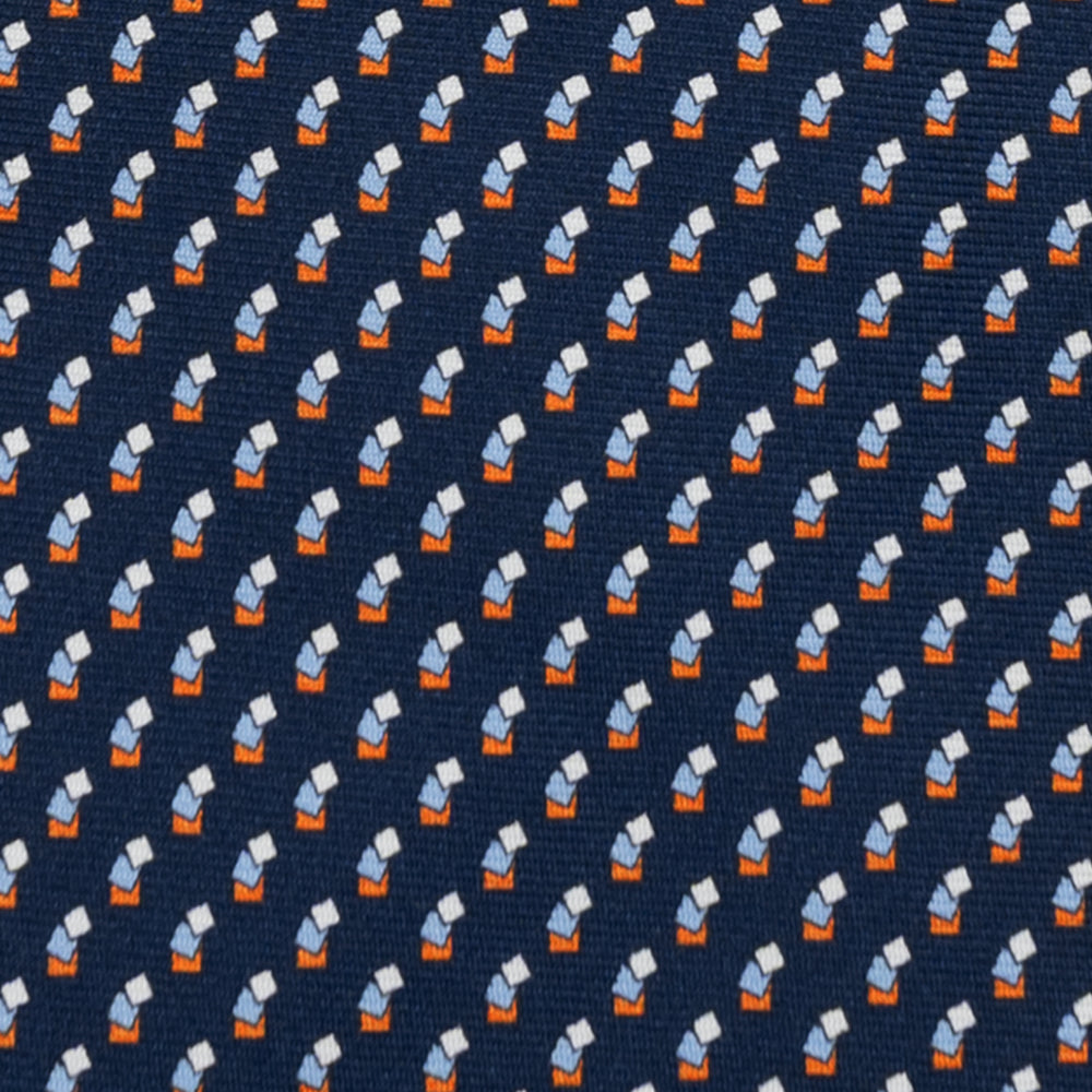 3-FOLD SILK TIE, MICRO-PATTERN, BLUE ORANGE - JC064415_2 T