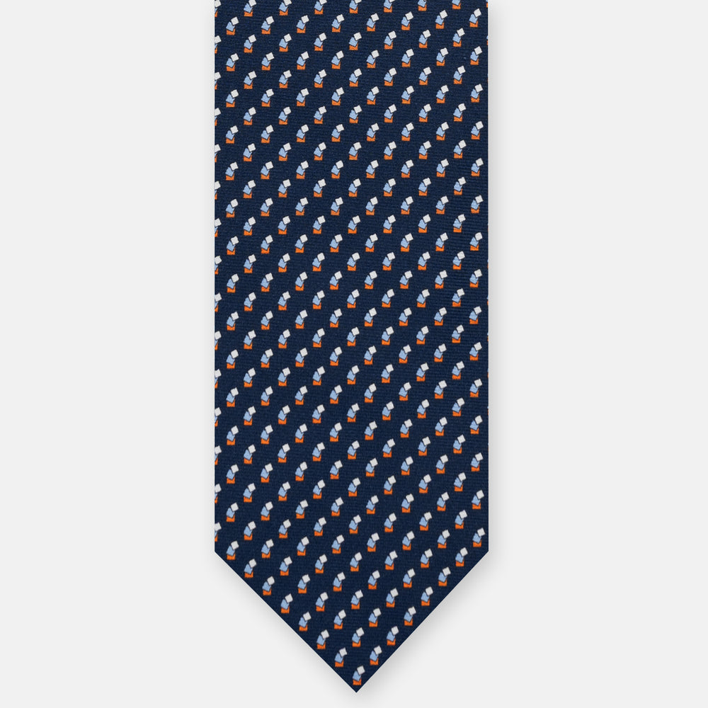 3-FOLD SILK TIE, MICRO-PATTERN, BLUE ORANGE - JC064415_2 T