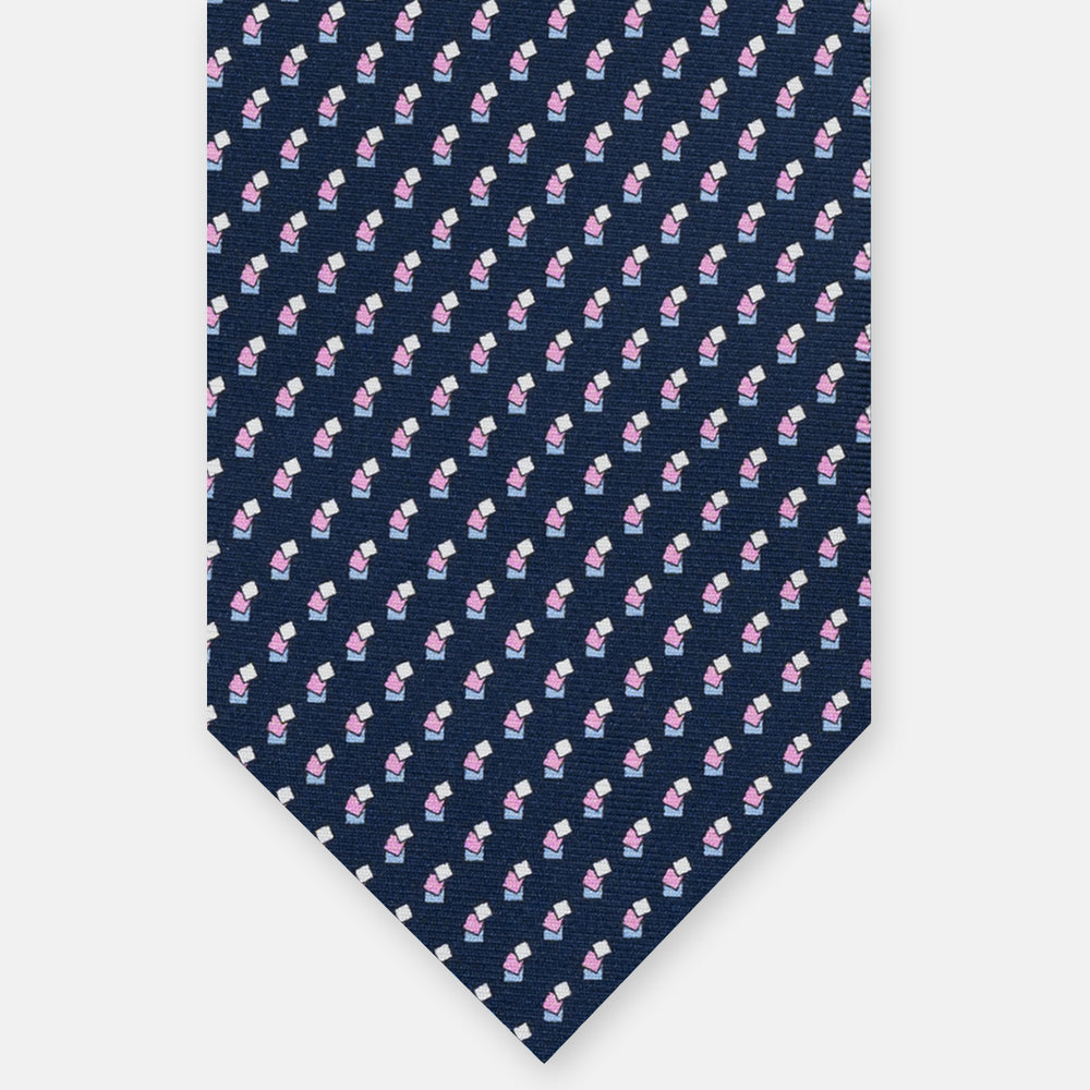 SILK 3-FOLD TIE, MICRO PATTERN, BLUE PINK - JC064415_1 T