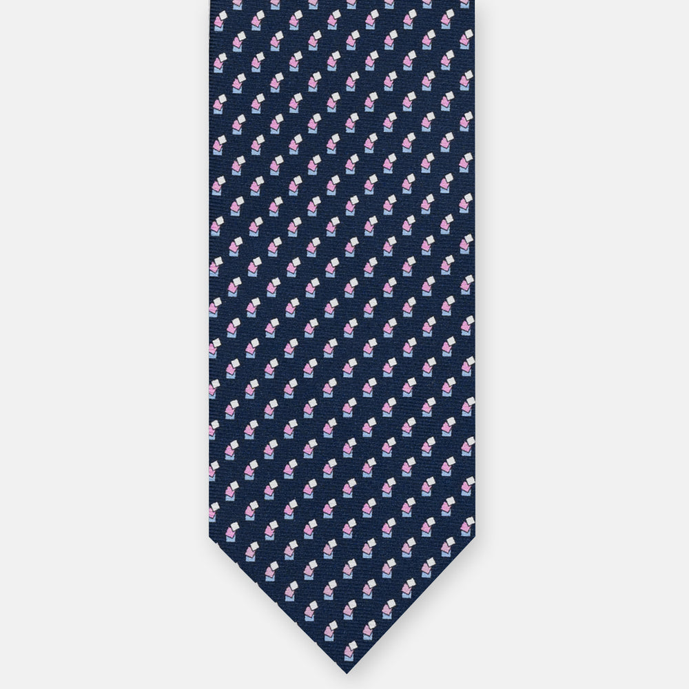 SILK 3-FOLD TIE, MICRO PATTERN, BLUE PINK - JC064415_1 T
