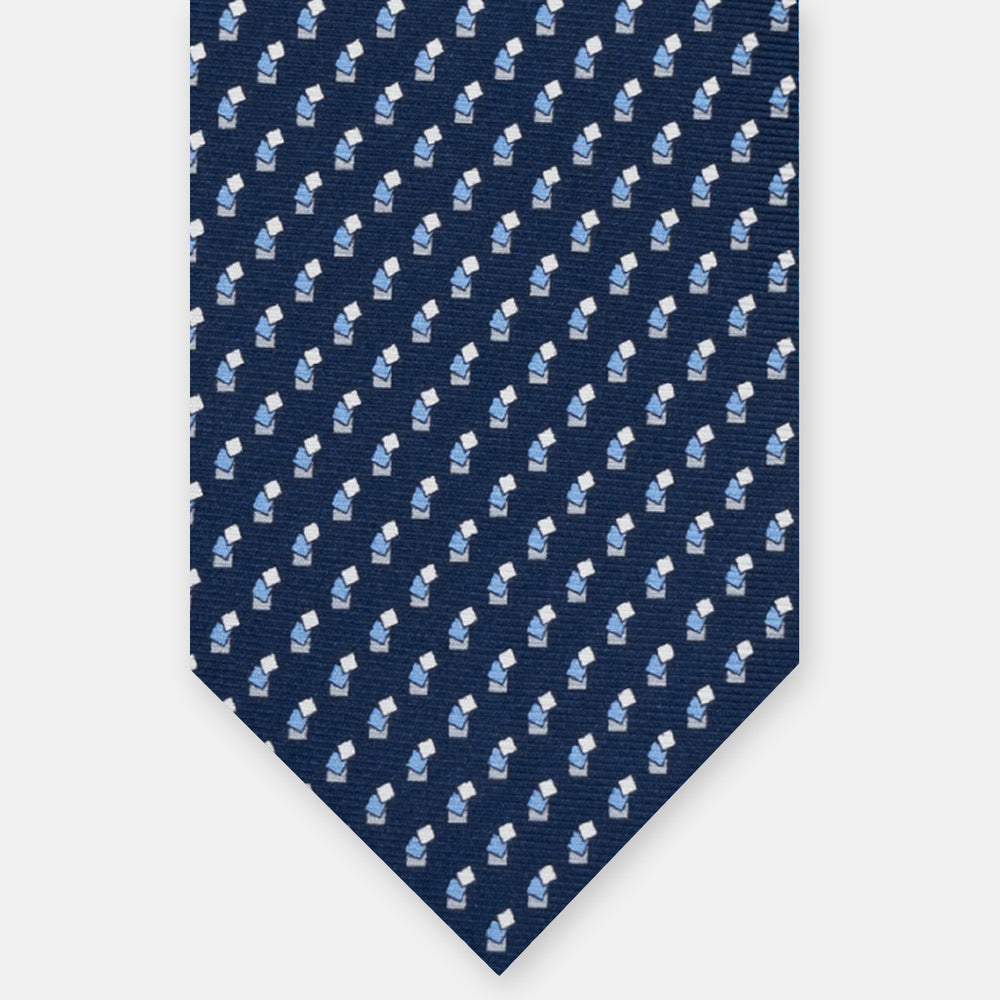 3-FOLD SILK TIE, MICRO-PATTERN, BLUE GREY - JC064415_6 T