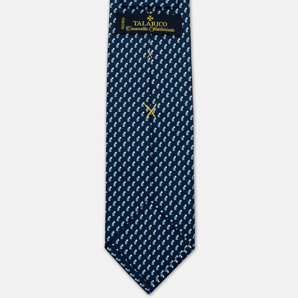 3-FOLD SILK TIE, MICRO-PATTERN, BLUE GREY - JC064415_6 T