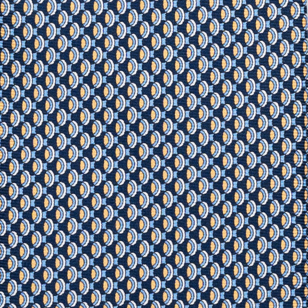 CRAVATTA 3 PIEGHE IN SETA, MICROFANTASIA, BLU GIALLO - JC064421_2 T