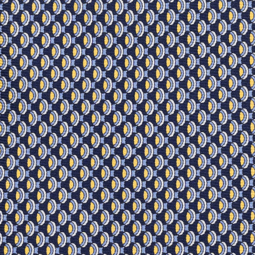 CRAVATTA 3 PIEGHE IN SETA, MICROFANTASIA, BLU GIALLO - JC064421_2 T
