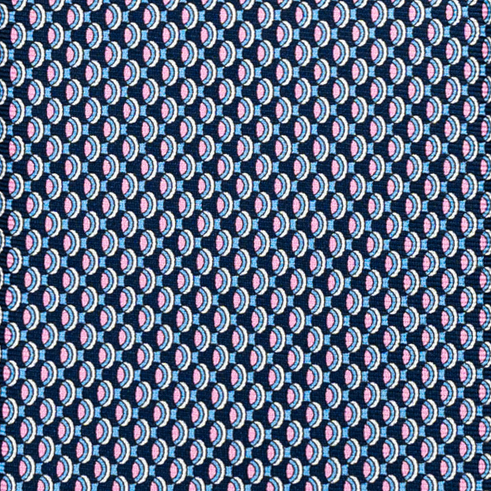 CRAVATTA 3 PIEGHE IN SETA, MICROFANTASIA, BLU ROSA - JC064421_3 T