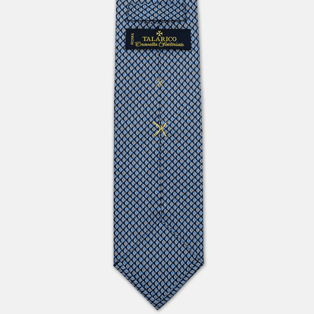 CRAVATTA 3 PIEGHE IN SETA, MICROFANTASIA,BLU GRIGIO - JC064421_5 T