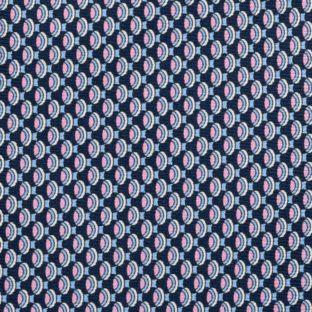 CRAVATTA 3 PIEGHE IN SETA, MICROFANTASIA, BLU ROSA - JC064421_3 T