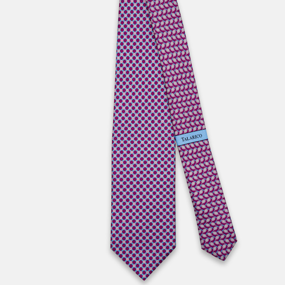 3-fold Silk Tie, Tennis Pattern, Magenta - JC064660_2