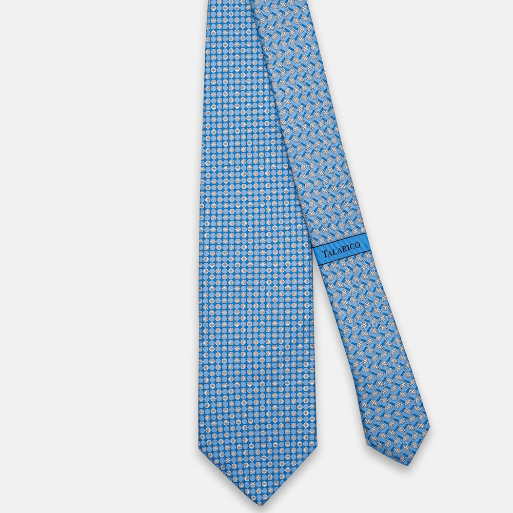 3-fold Silk Tie, Tennis Pattern, Light Blue - JC064660_4