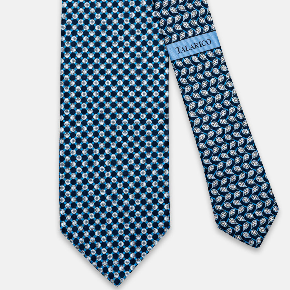 3-Fold Silk Tie, Tennis Pattern, Sky Blue - JC064660_6