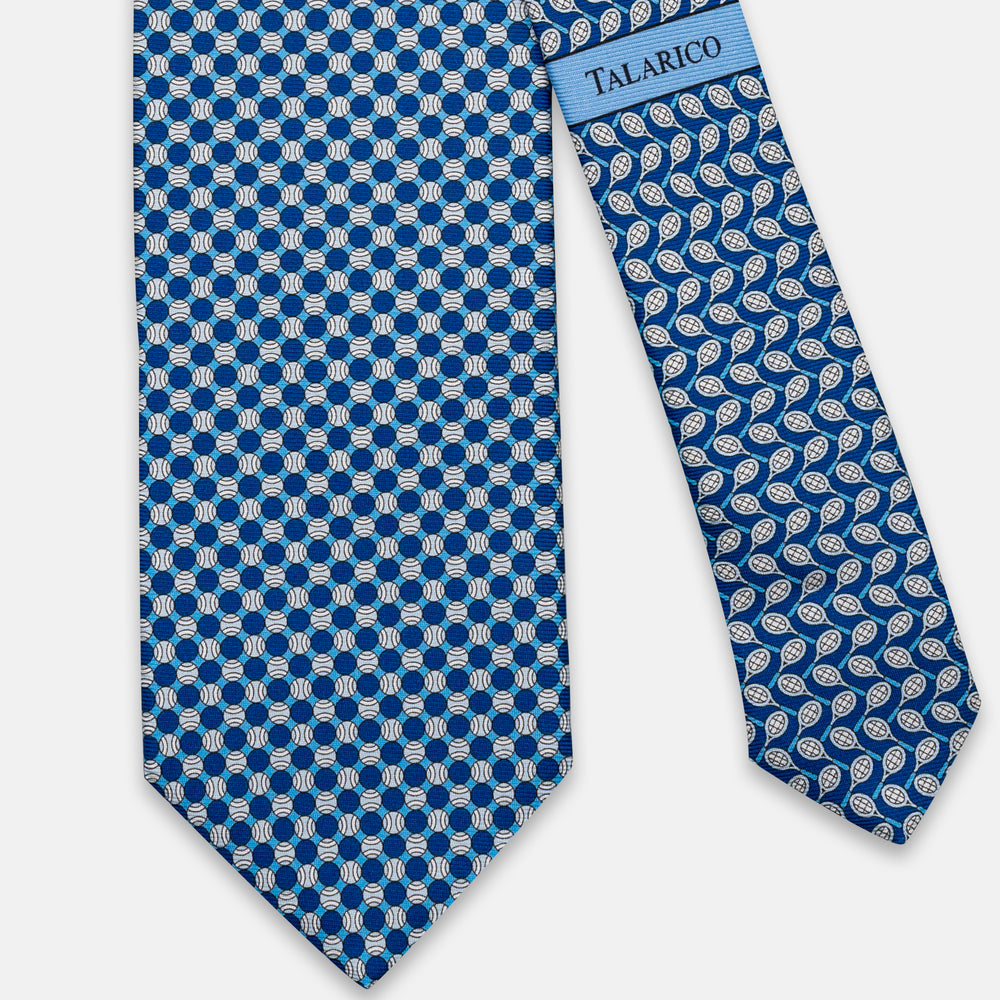 3-Fold Silk Tie, Tennis Pattern, Light Blue - JC064660_7