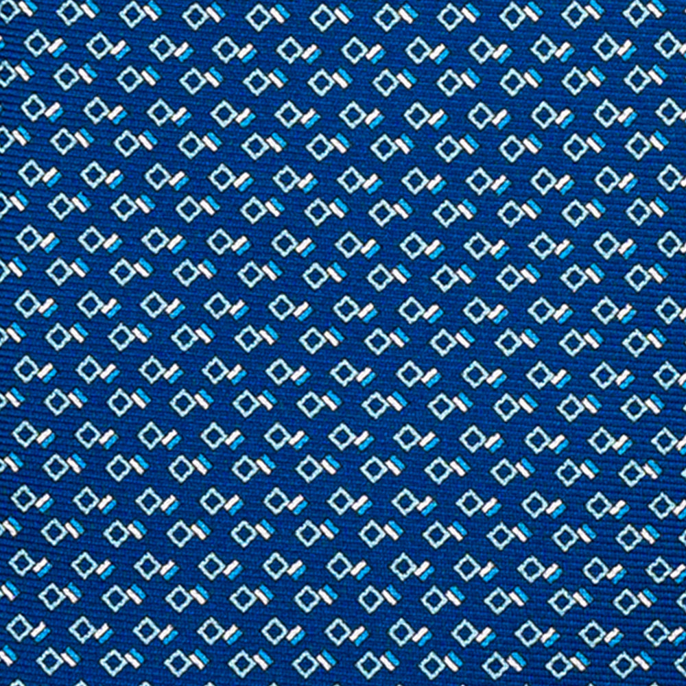 CRAVATTA 3 PIEGHE IN SETA, MICROFANTASIA, BLU - JC064828 T