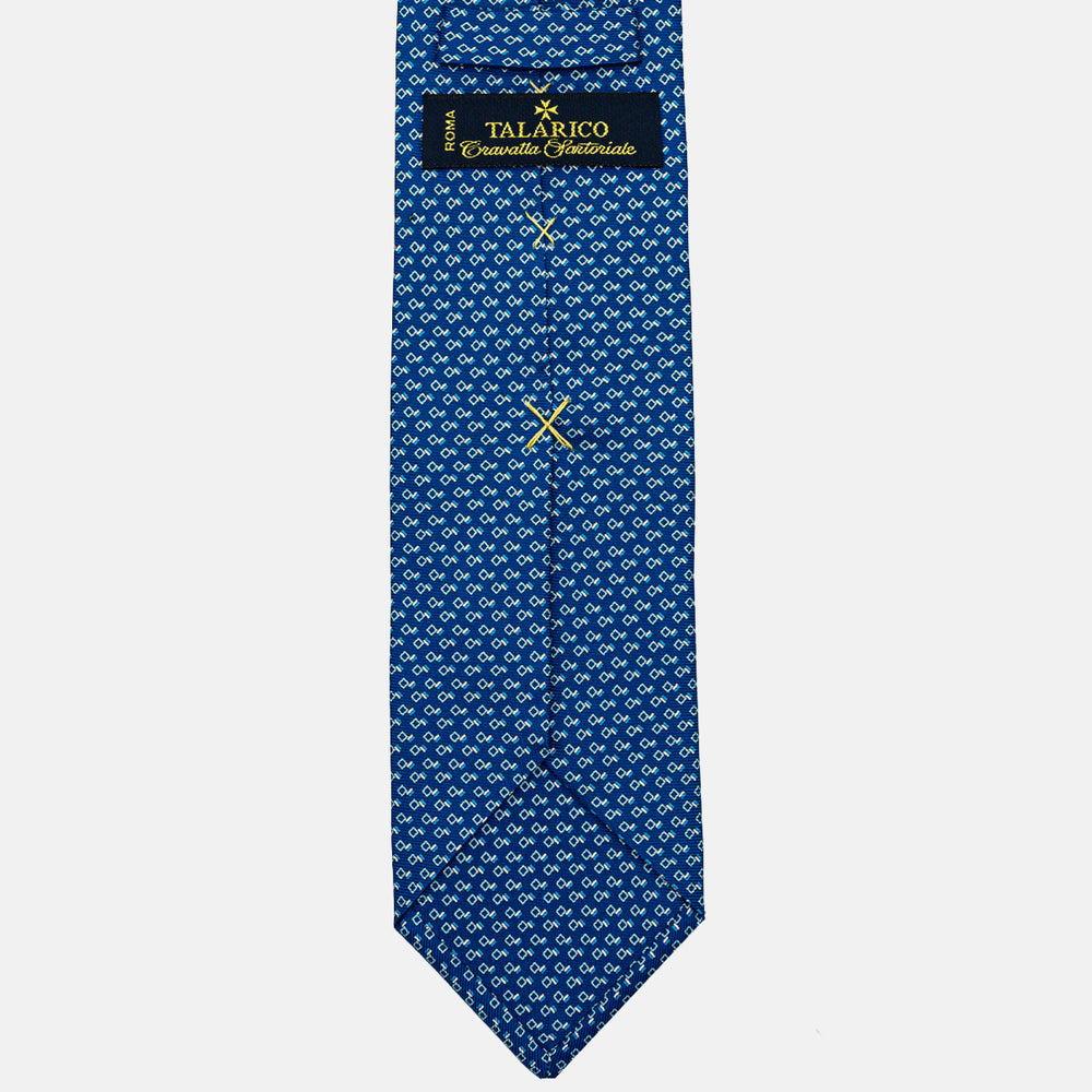 CRAVATTA 3 PIEGHE IN SETA, MICROFANTASIA, BLU - JC064828 T