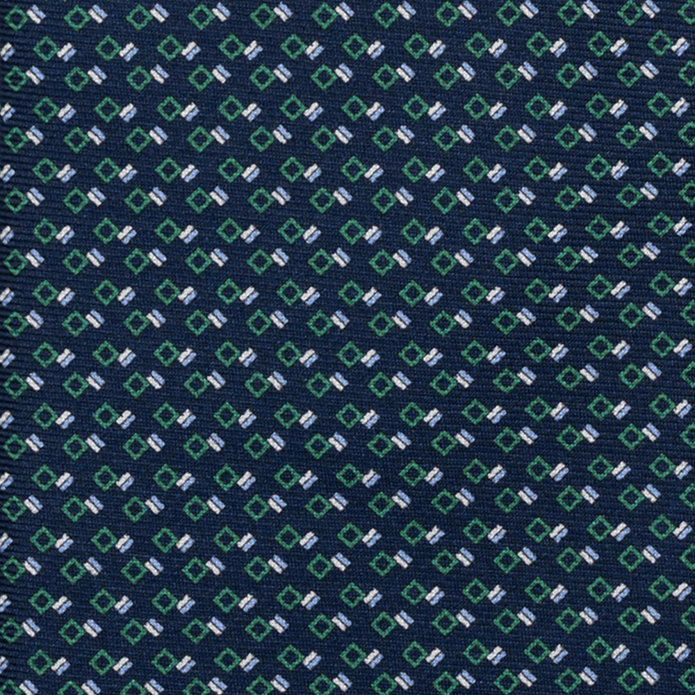 CRAVATTA 3 PIEGHE IN SETA, MICROFANTASIA, BLU - VERDE, JC064828 5