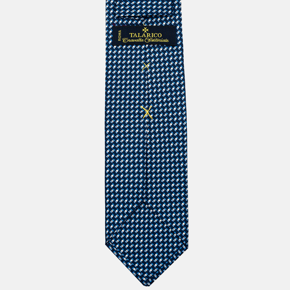 CRAVATTA 3 PIEGHE IN SETA, MICROFANTASIA, BLU - JC064964 T