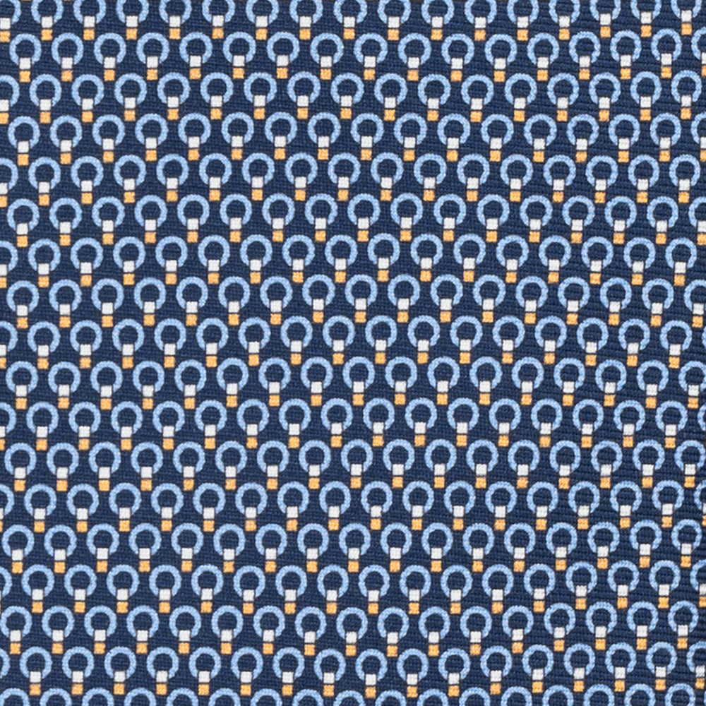 CRAVATTA 3 PIEGHE IN SETA, MICROFANTASIA, BLU GIALLO - JC065026-6