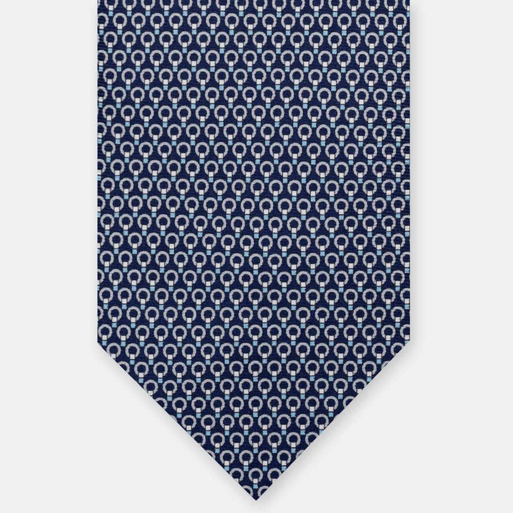 CRAVATTA 3 PIEGHE IN SETA, MICROFANTASIA, BLU GRIGIO, JC065026-2