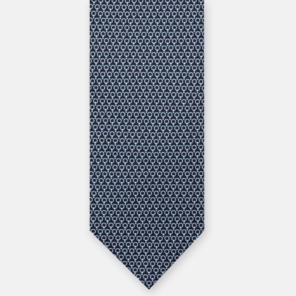 CRAVATTA 3 PIEGHE IN SETA, MICROFANTASIA, BLU GRIGIO, JC065026-2