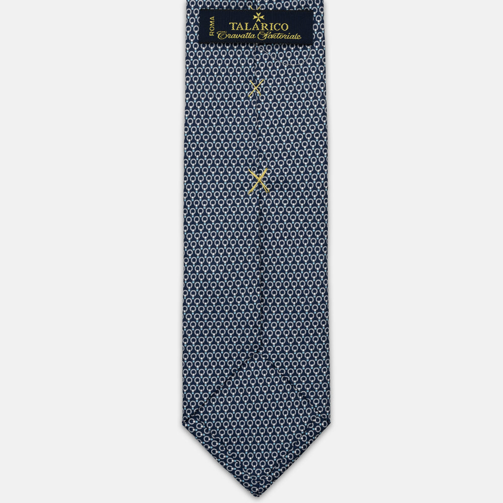 CRAVATTA 3 PIEGHE IN SETA, MICROFANTASIA, BLU GRIGIO, JC065026-2
