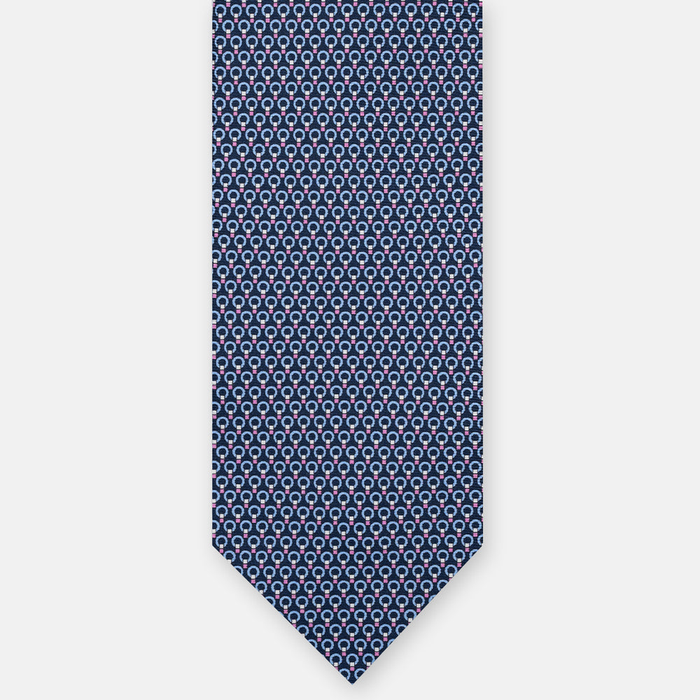 3-FOLD SILK TIE, MICRO-PATTERN, LIGHT BLUE YELLOW - JC064415_5 T