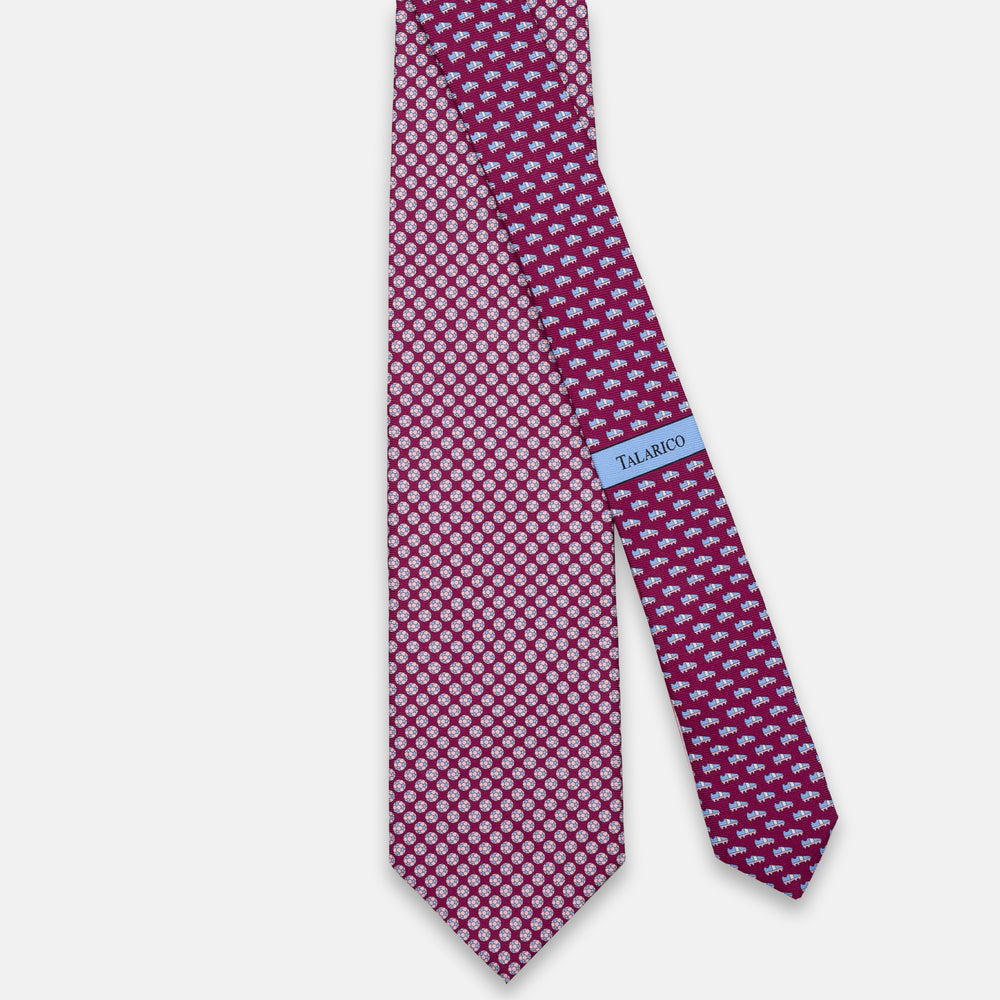 CRAVATTA 3 PIEGHE IN SETA, FANTASIA CALCIO, MAGENTA-CELESTE - JC065112 2