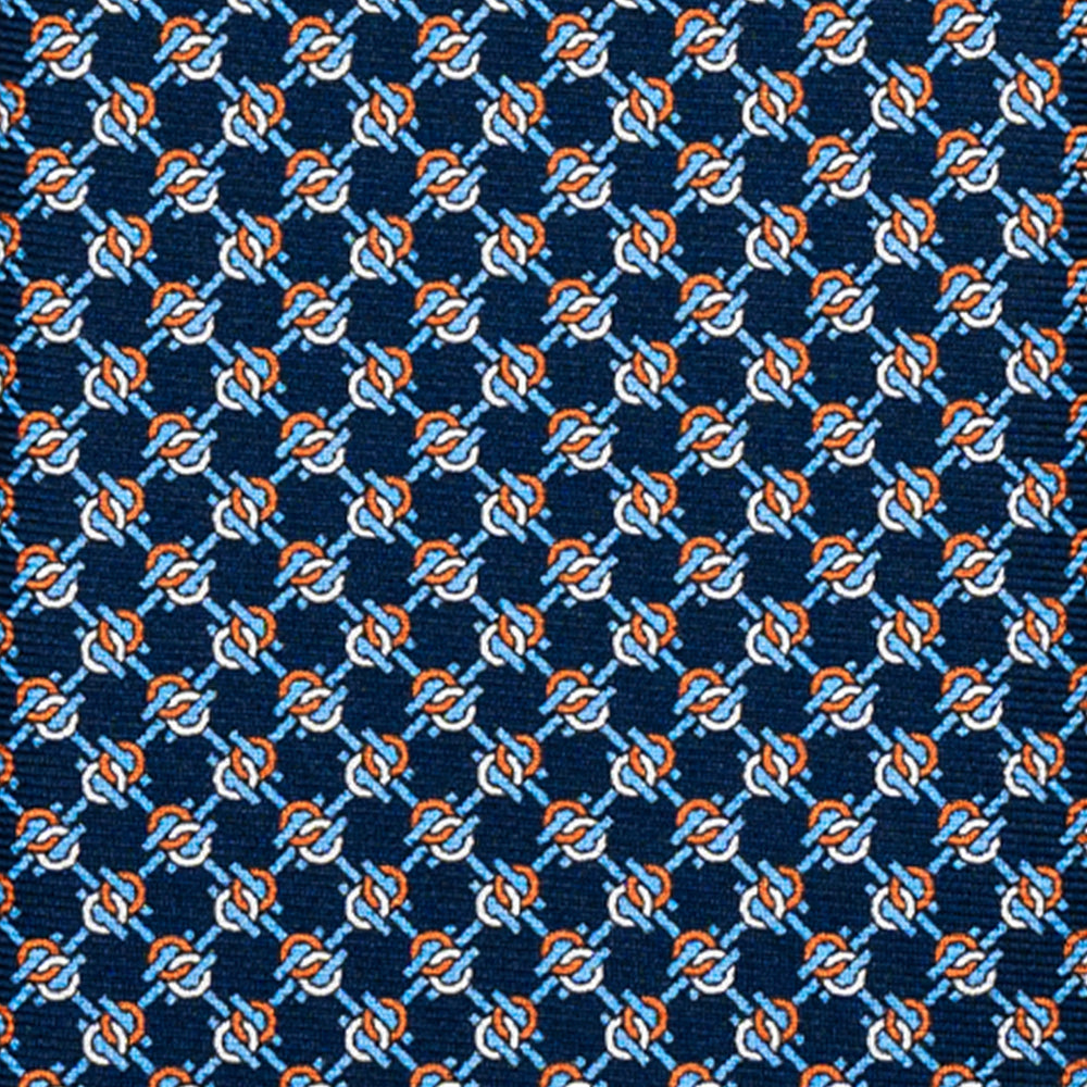 CRAVATTA 3 PIEGHE IN SETA, MICROFANTASIA, BLU ARANCIONE - JC065270_2 T