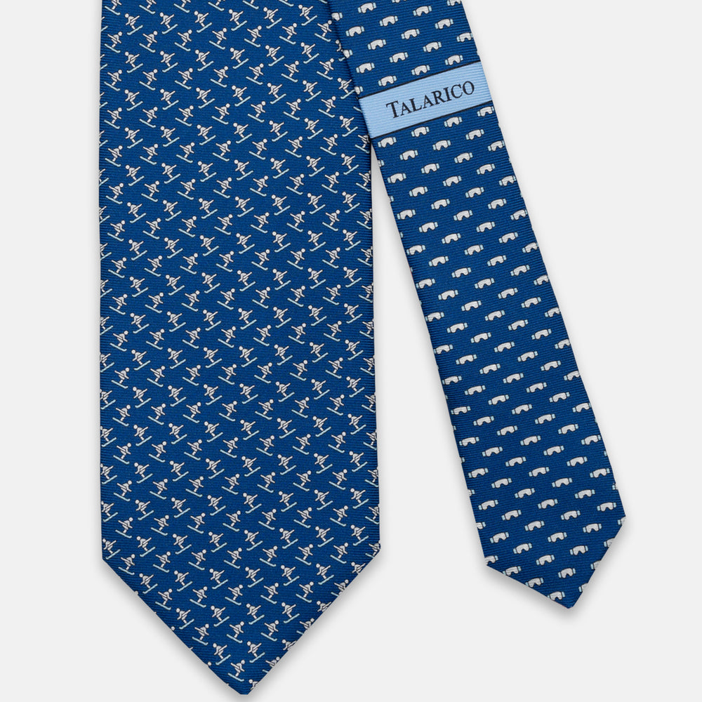 SILK 3-FOLD TIE, SKIERS PATTERN, BLUE - JC065287_2 T